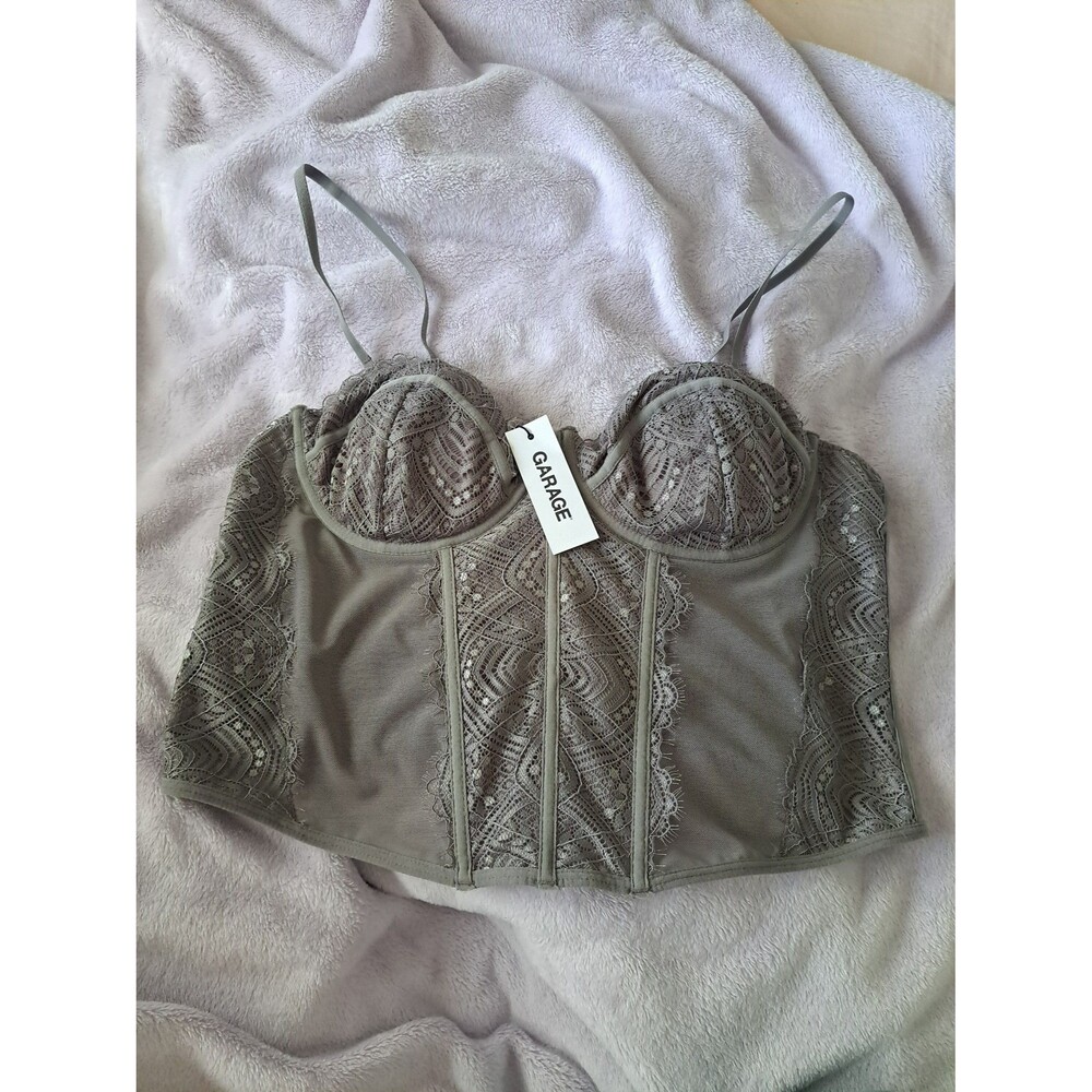 Garage grey lace corset top